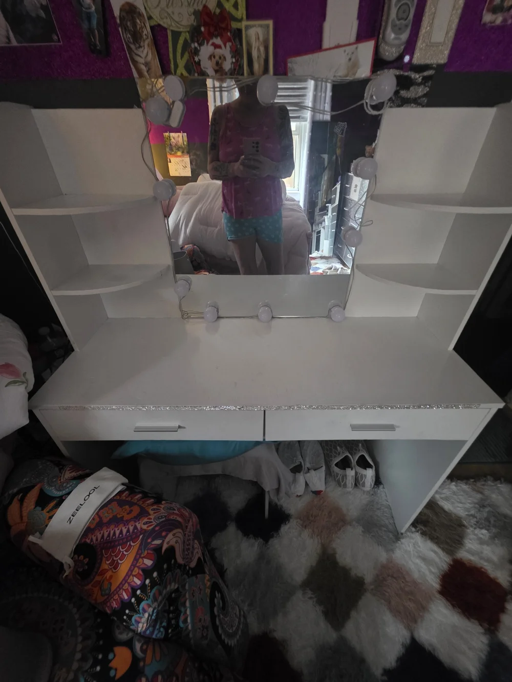 White Vanity Dressing Table with Lights - Brand